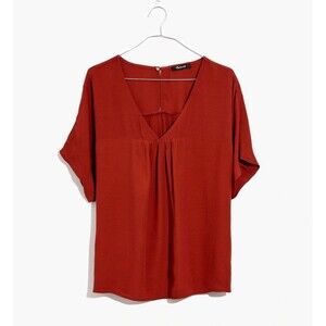 Madewell Rhyme Top Blouse Dark Rust V-Neck Swing Viscose Women’s Size Small New